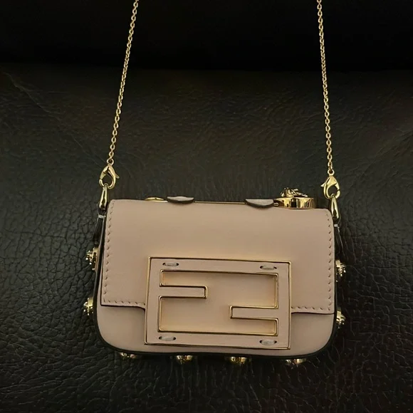 Fendace Versace x fendi Medusa Studded Nano Brooch FF Baguette crossbody bag NEW - Picture 7 of 13